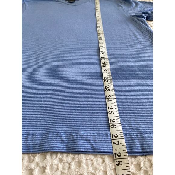 Banana Republic Women’s Blue Striped Cotton Blend V-Neck Tee Shirt Sz L - Picture 4 of 6